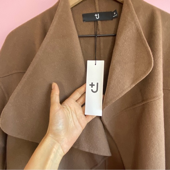 Jil Sander Uniqlo Collab Wool Cashmere Blend Wrap Coat, Tan, M - Picture 5 of 14